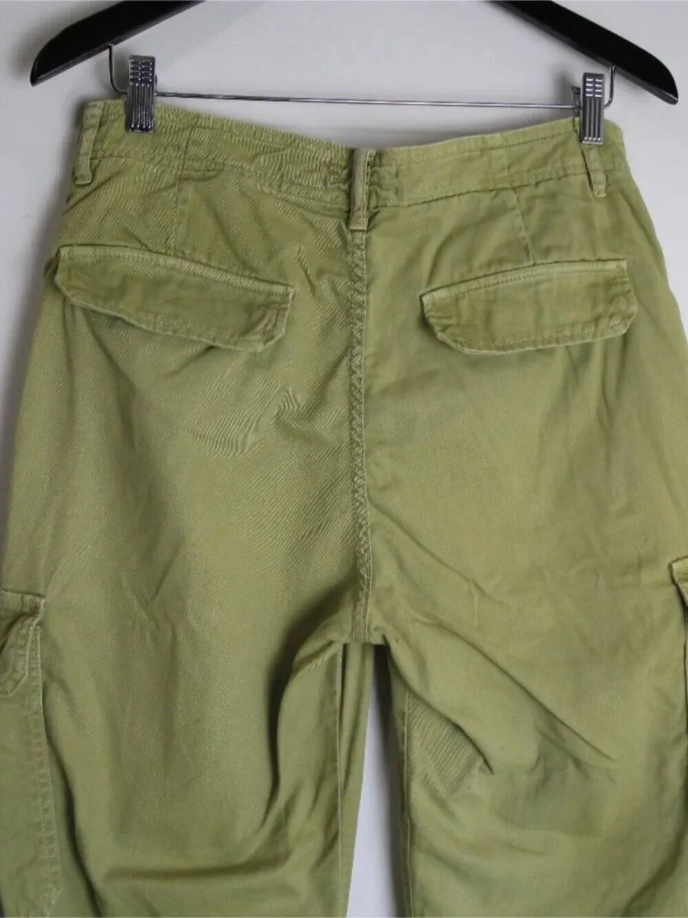 Zara Cargo Pocket High Rise Utility Cotton Twill Olive Green Pants Size 6